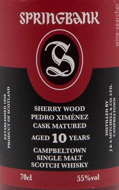 Springbank Pedro Ximenez Cask Matured 10 Year Old Single Malt