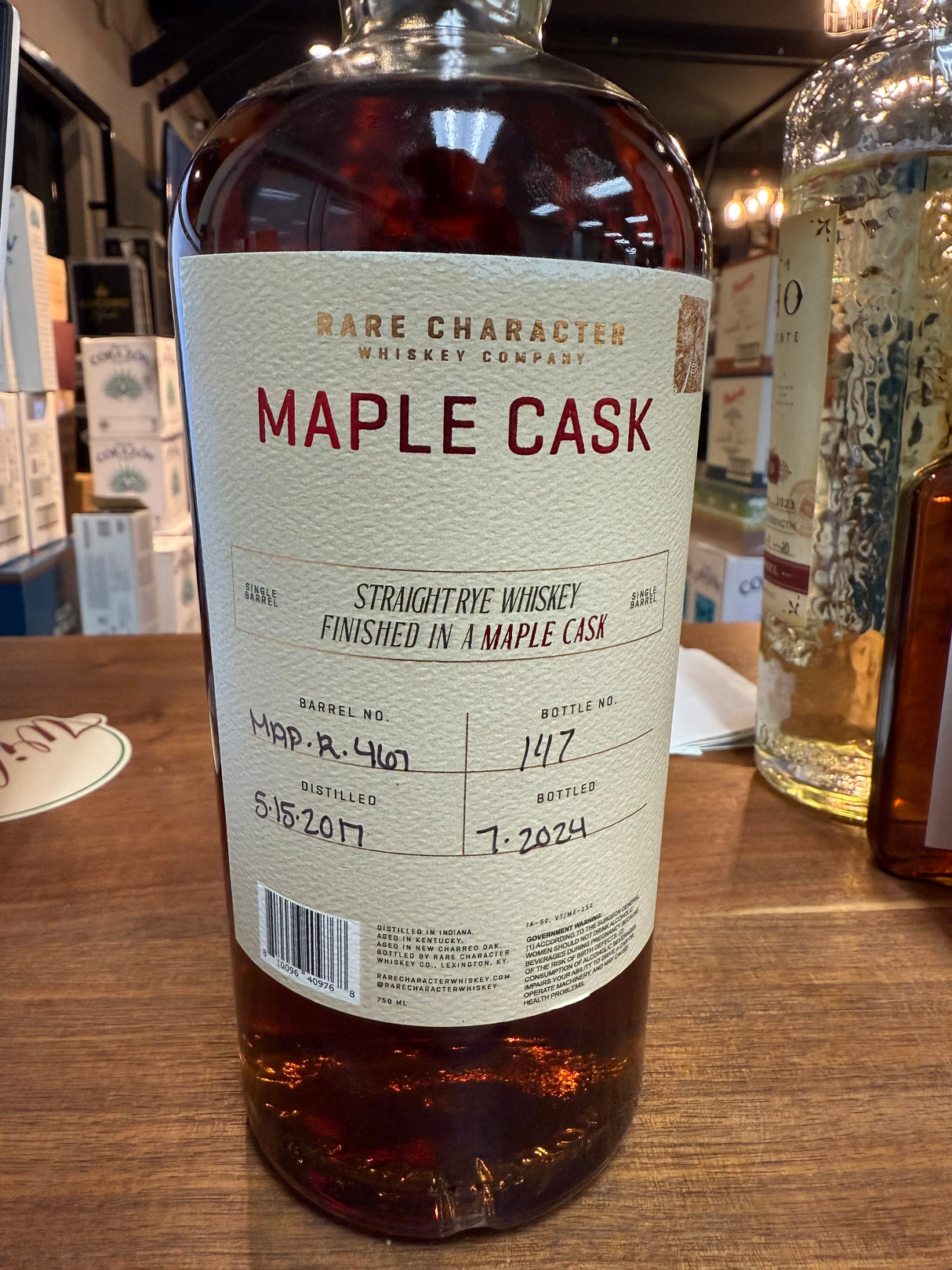 Rare Character Maple Cask Finished Rye Whiskey 750ml 110.22 proof 7.2 year