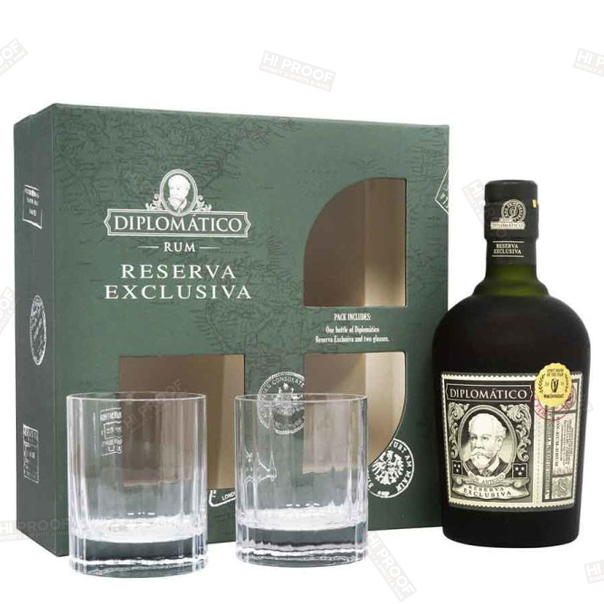 Diplomatico Reserva Exclusiva Rum /w 2 Glsses gift set 750 ml