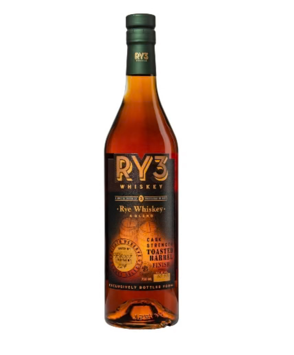 Ry3 Whiskey Cask Strength Toasted Barrel Finish Rye Whiskey