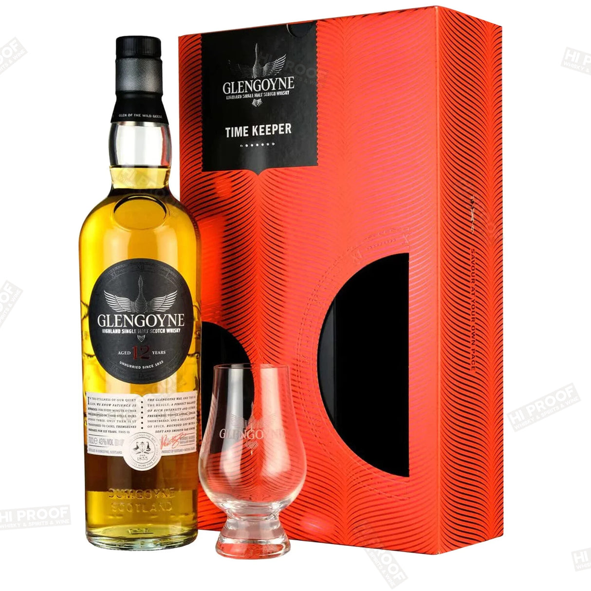 Glengoyne 12 Years Time Keeper Highland Single Malt Scotch Whisky Gift Set With Glass 750ml