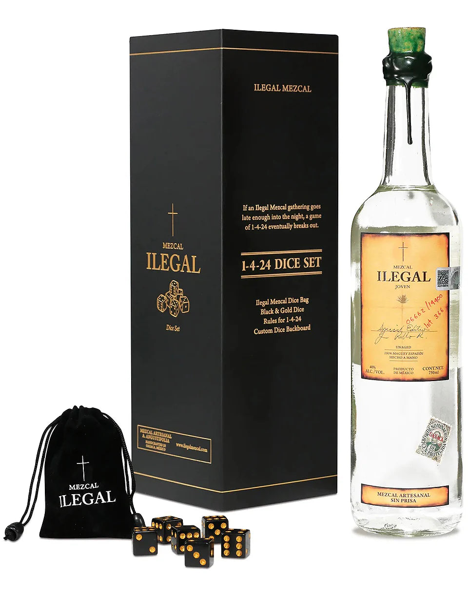 ILEGAL MEZCAL JOVEN DICE SET 750ML