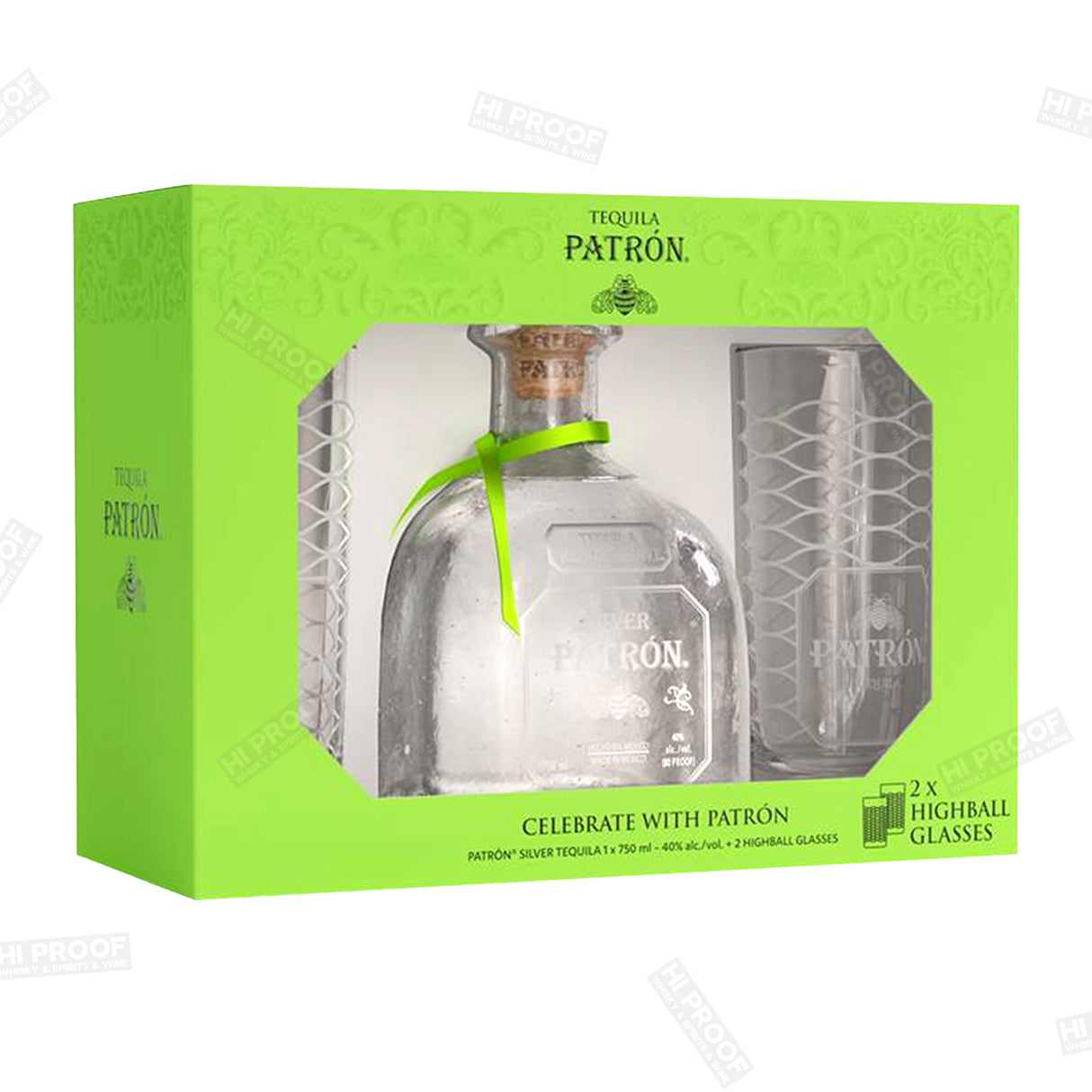 Patron Silver Tequila Highball Glass Gift Set