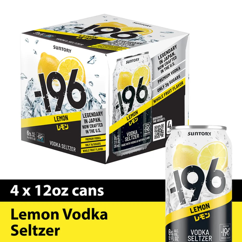 Suntory -196 Vodka Cocktail Seltzer Lemon 4/Pk 355ml