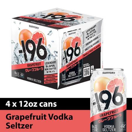 Suntory -196 Vodka Cocktail Seltzer Grapefruit  4/Pk 355ml